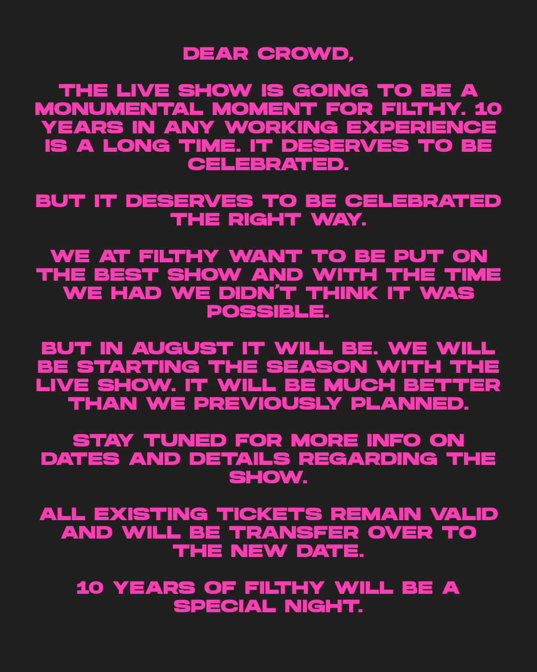 10 Year Anniversary Live Show Tickets
